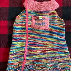 Hand knit wool girls dress